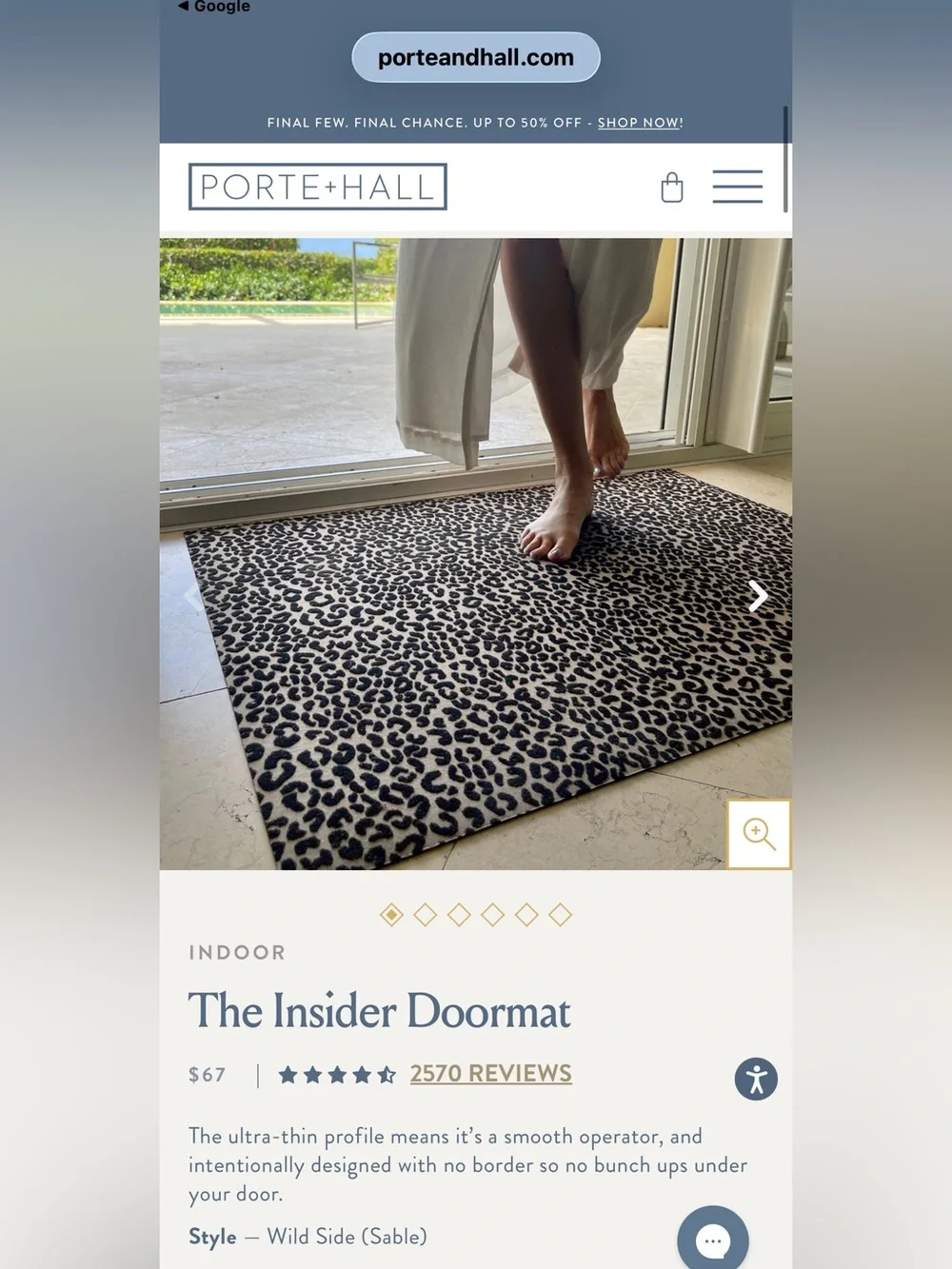 Porte and Hall The Insider Doormat in Sable Leopard
